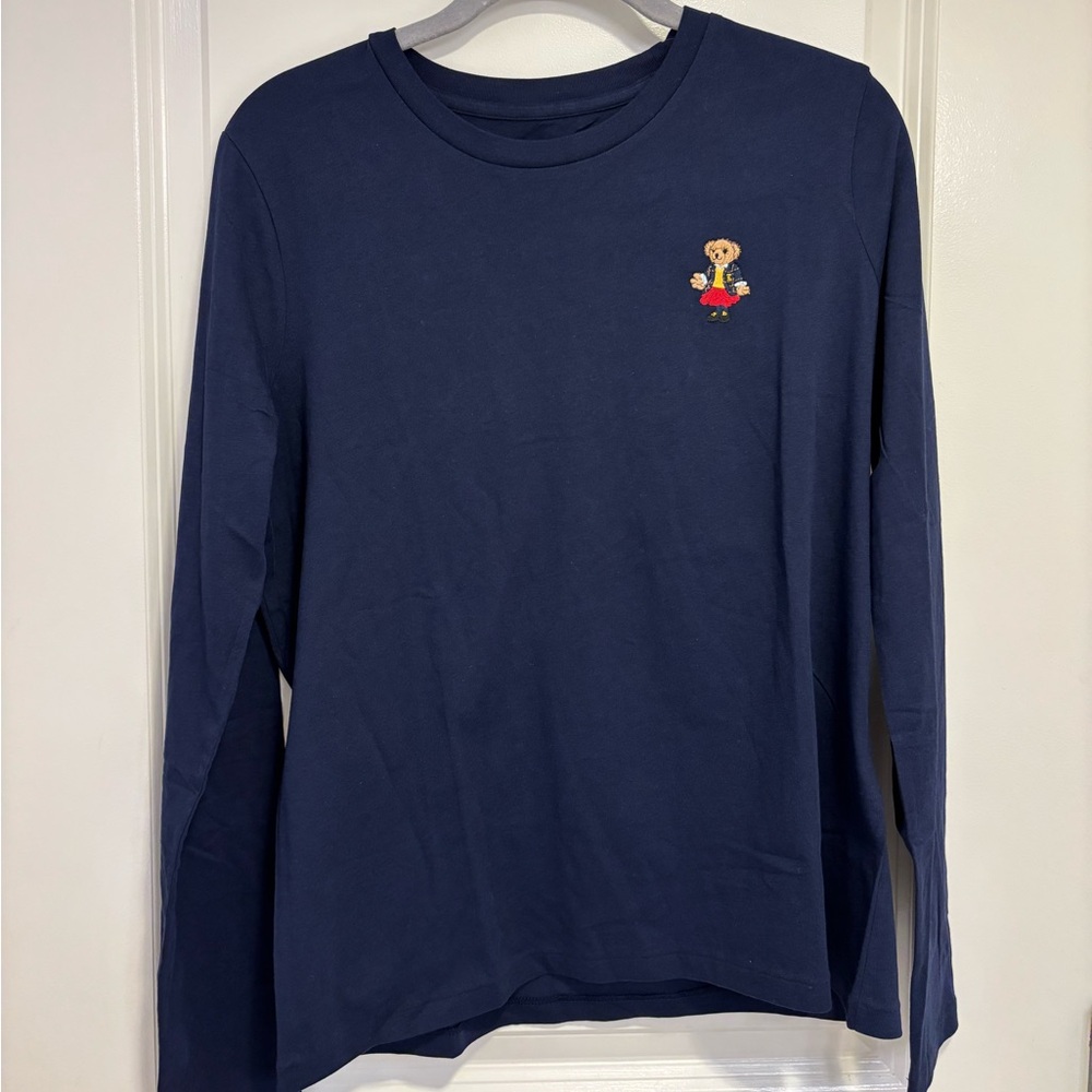 NWT Polo Ralph Lauren Polo Bear Navy Embroidered Long Sleeve Tee (M)